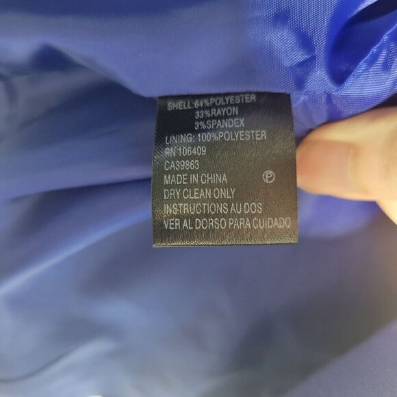 Tahari Arthur S. Levine Royal Blue Button Bow Detail, Long Coat Jacket Size 12P - Picture 7 of 12